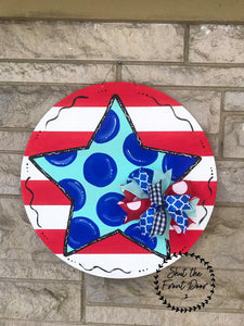 Hand painted patriotic star door hanger