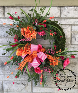 Moss Wreath, pink, orange